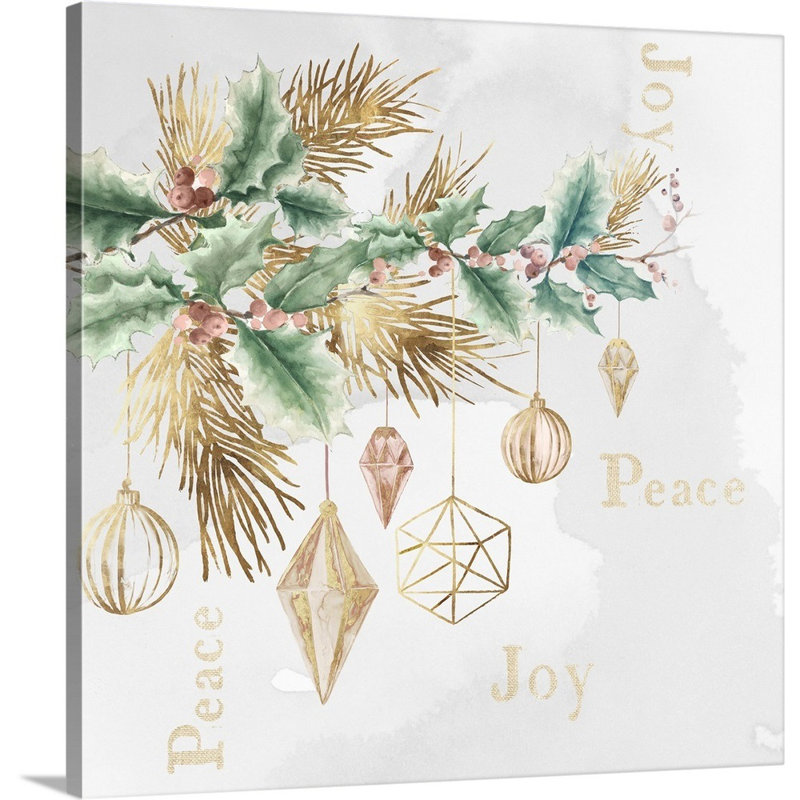 Peace & Joy Branch-impression d’art textuel sur toile, Toile tendue, H 36 po x l 36 po x P 1,25 po