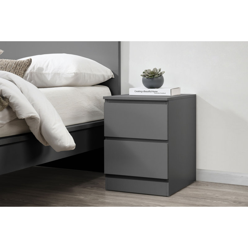 Marqita 2 Drawer Bedside Table, Grey