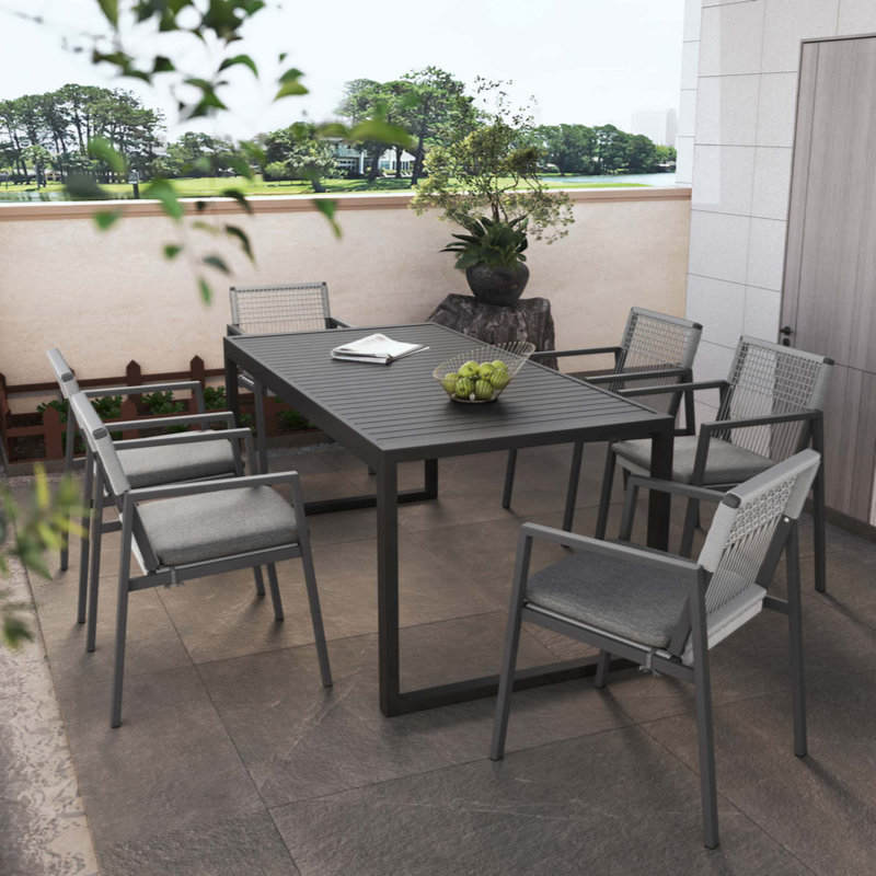 Ensemble de salle à manger d'extérieur, ensemble de 6 chaises de salle à manger en aluminium