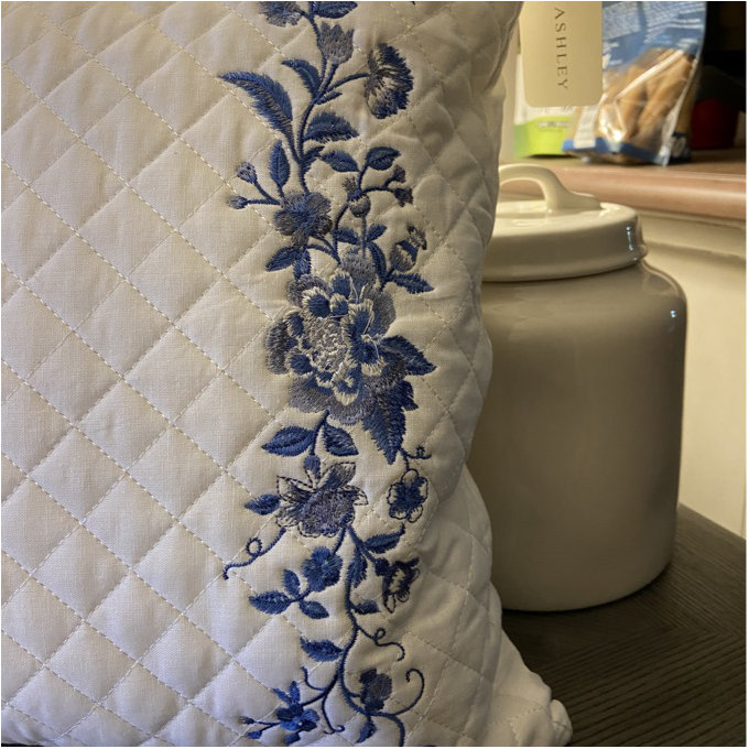 Laura Ashley Charlotte White Cotton Quilted Breakfast Pillow