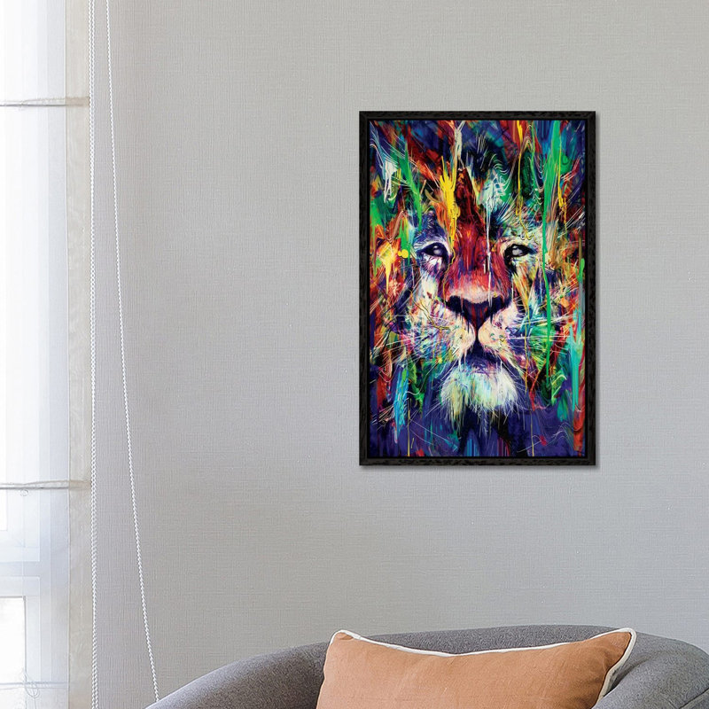 Lion I by Nicebleed - Print on Canvas, Black Floater Framed, 101.6 cm H x 66.04 cm W