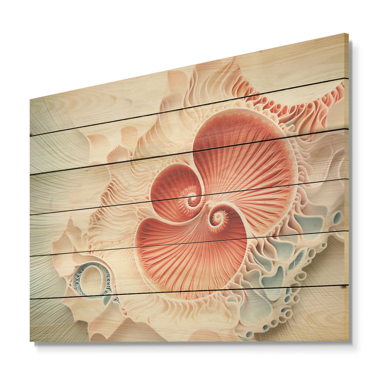 Corail chambre Nautilus spirale - Nautilus, art sur bois de pin naturel, H 10 po x l 20 po