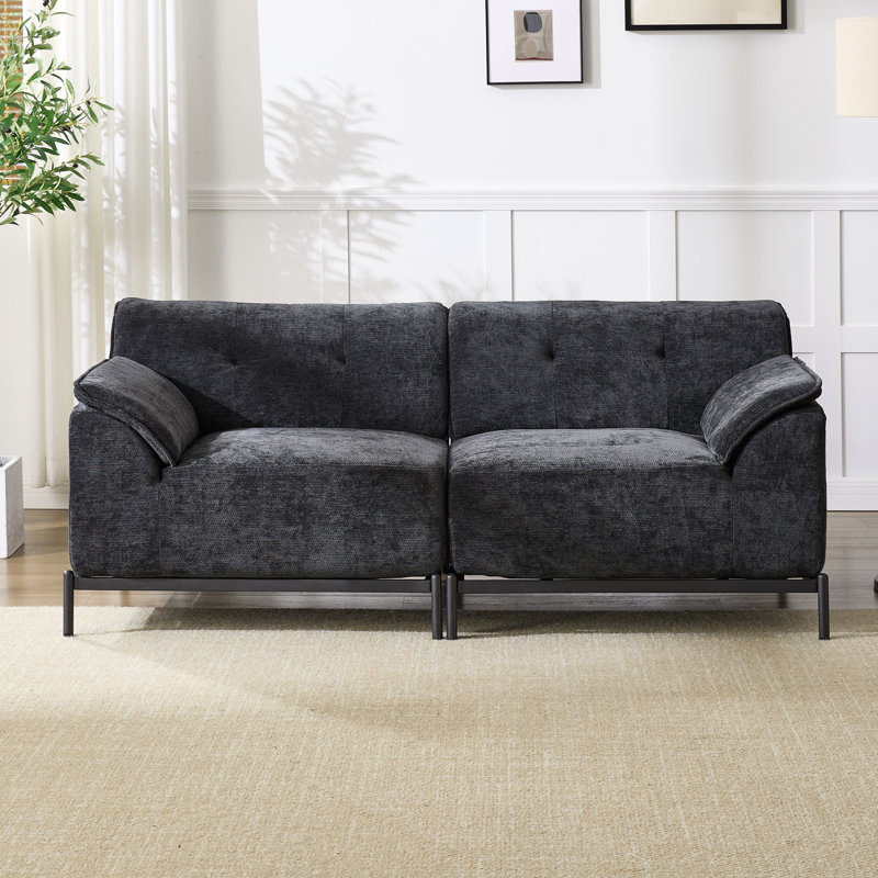 70.9" Upholstered Loveseat, Black Chenille