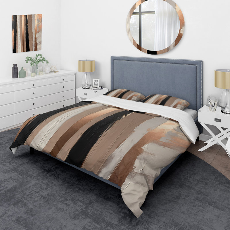 Ensemble de housse de couette en polyester abstrait jaune lyrique, Housse de couette pour grand lit et 2 taies décor