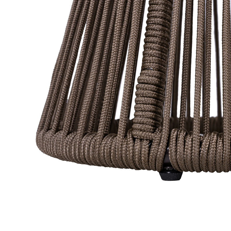 Nara Outdoor Side Table Acacia Wood & Woven Rope, 25.80"Hx16.14"D X 16.14"W, Teak Top/Dark Gray Frame