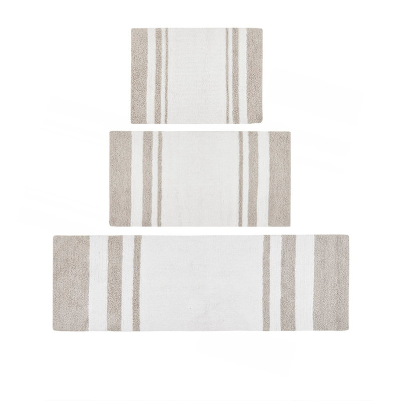 Reversible Bath Rug, Set of 3 - 2'6" x 1'8", Taupe