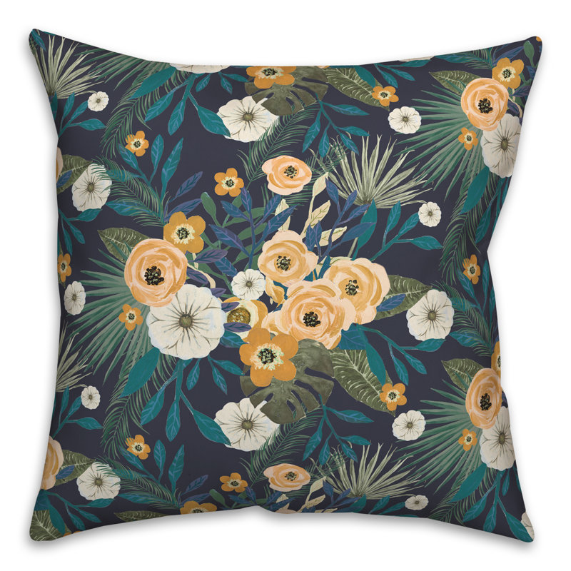 Coussin Floral, Bleu