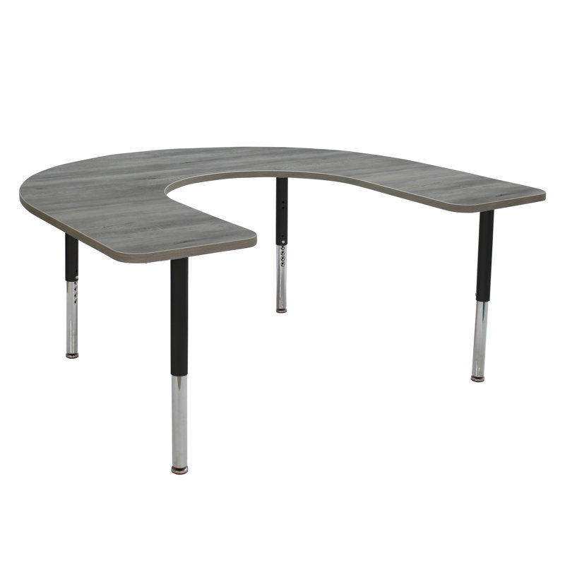 Table d'activité avec pieds réglables La Madera, Bois gris clair / noir, Super, Argent