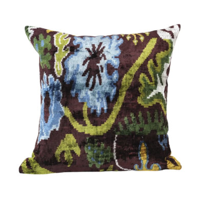 Silk Velvet Ikat Euro Pillow Cover And Insert