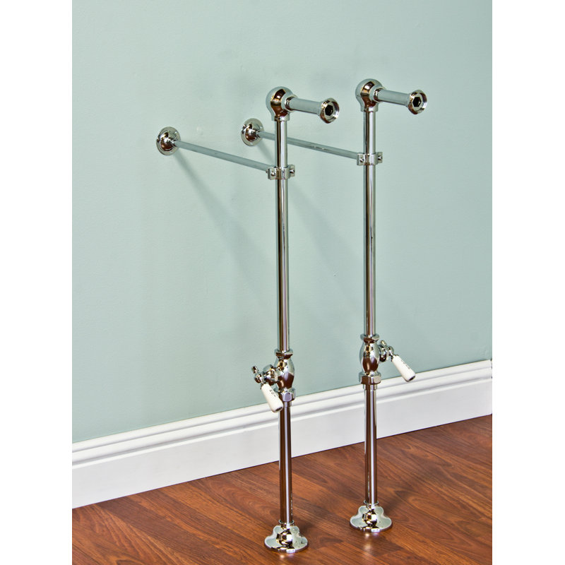 Ensemble de baignoire autoportante pour pieds avec arrêts, Chrome