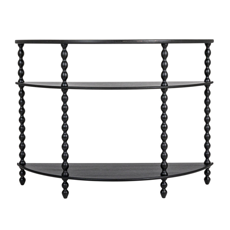  Belcara 3-Tier Curved Accent Table With Beveled Shelves And Doweled Legs, Black