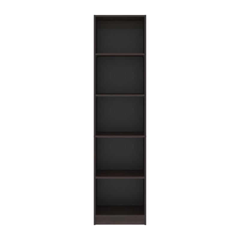 Stained Walnut Bookcase With Open Storage And 5 Shelves, 71.7''H x 17.8''W x 11.8''D, Walnut
