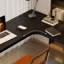Bureau en bois massif en forme de L noir + bureau en acrylique-1577908186-1577908188