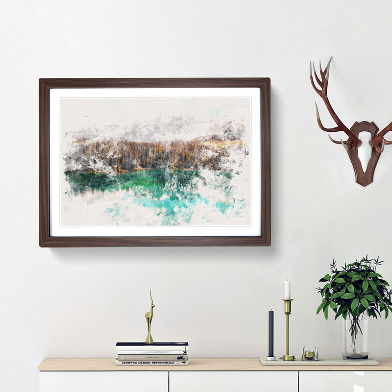 Mountain View Reflection - Framed Print, Walnut Framed, 33cm H x 45cm W x 2cm D