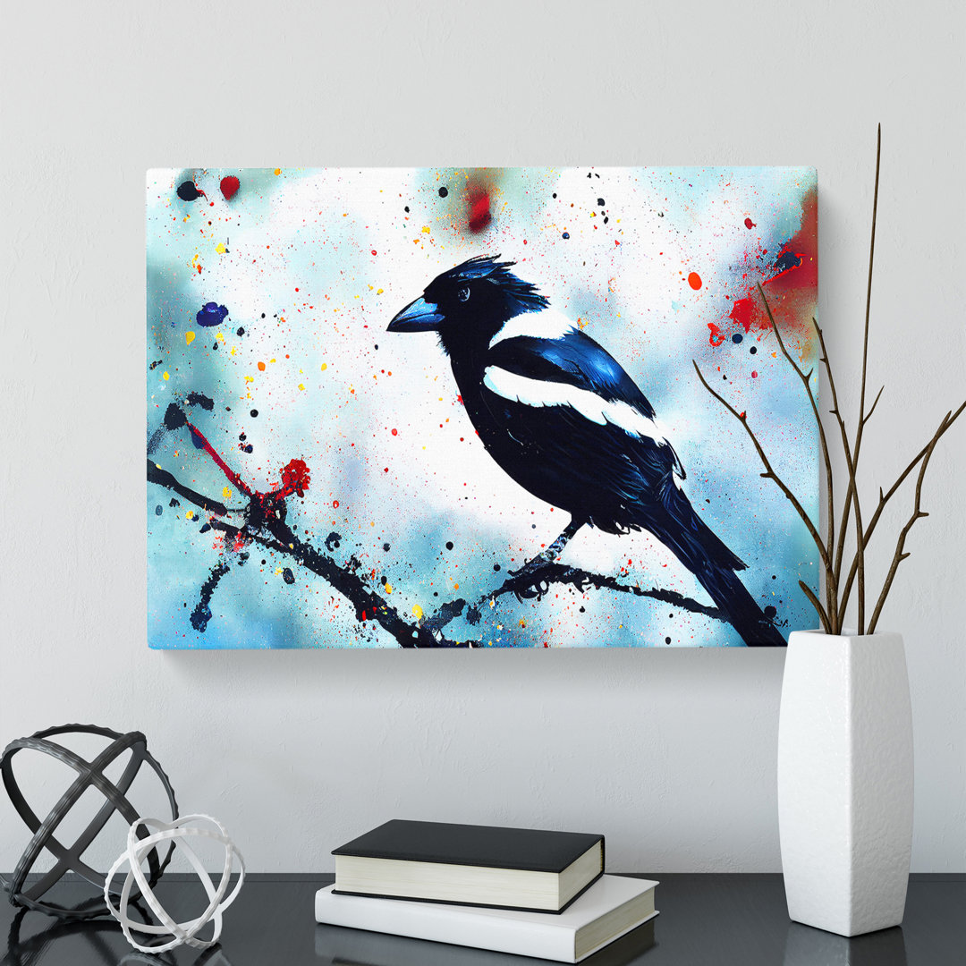Magpie Bird Splash Vol.2 Abstract - Wrapped Canvas