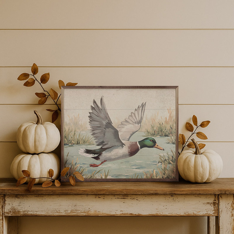 Duck Over Pond, 8" H x 10" W