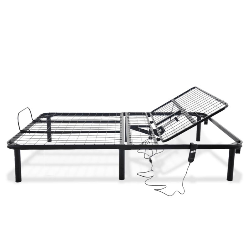 Base de lit simple TG ajustable avec tête seulement - noir, et solide, assemblage simple pour un adulte, capacité de 850 lb, sommier non requis, construction noire, limite de poids, ne nécessite pas