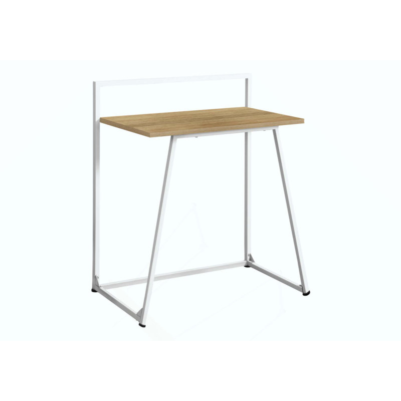 Bureau d'ordinateur, bureau personnel, ordinateur portable, travail, métal, contemporain, moderne, Naturel / Blanc