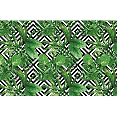Tropical Palm Leaf Geometric Wallpaper for Home Decor