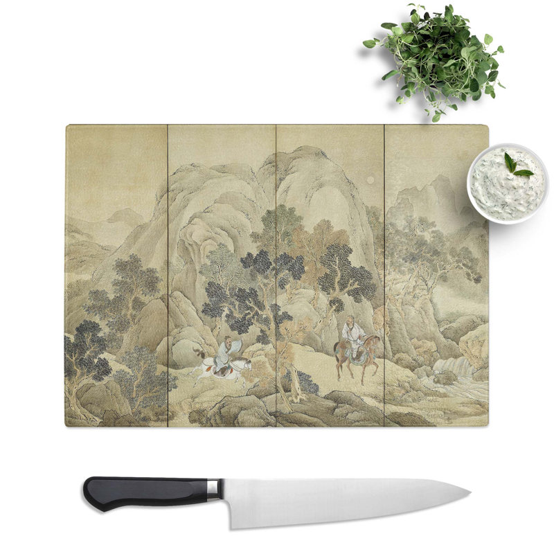 Tempered Glass Xiao He Chases Han Xin by Yosa Buson Chopping Board, 28.5 cm x 20 cm