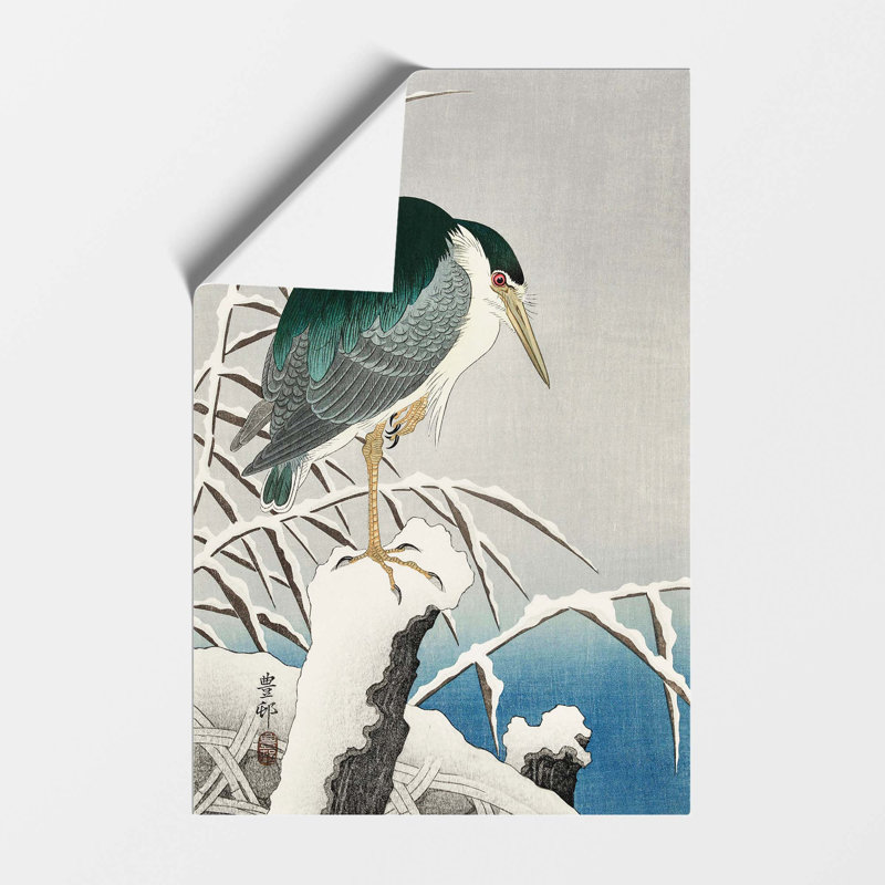 A Heron In The Snow by Ohara Koson - No Frame Painting, 42 cm H x 29.7 cm W