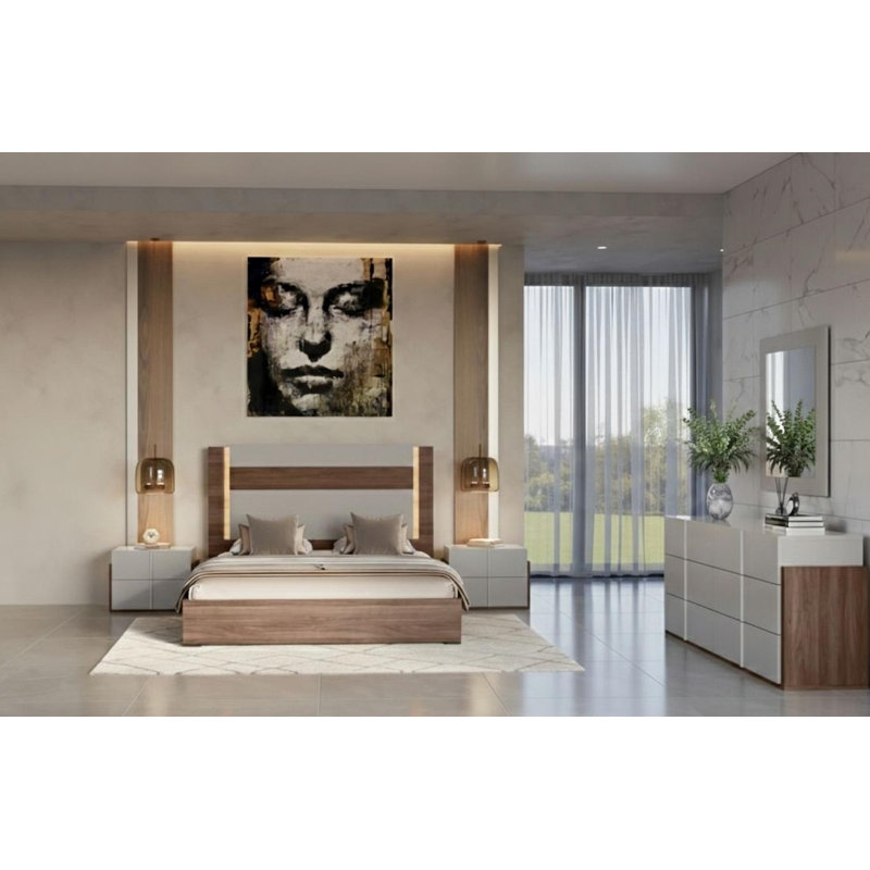 Aryna 4 Piece Collection Beige Bedroom Queen, Beige, Queen