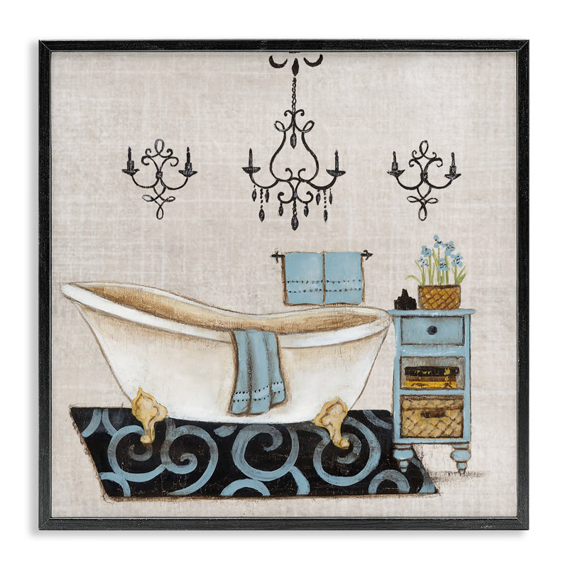 Giclée bleue encadrée, conçue par Janet Tava, Giclée encadrée noir minuit, H 12 po x l 12 po