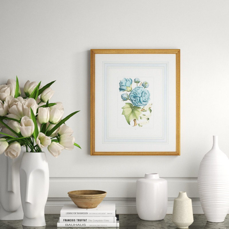 Blue Floral With Ribbon-B Print