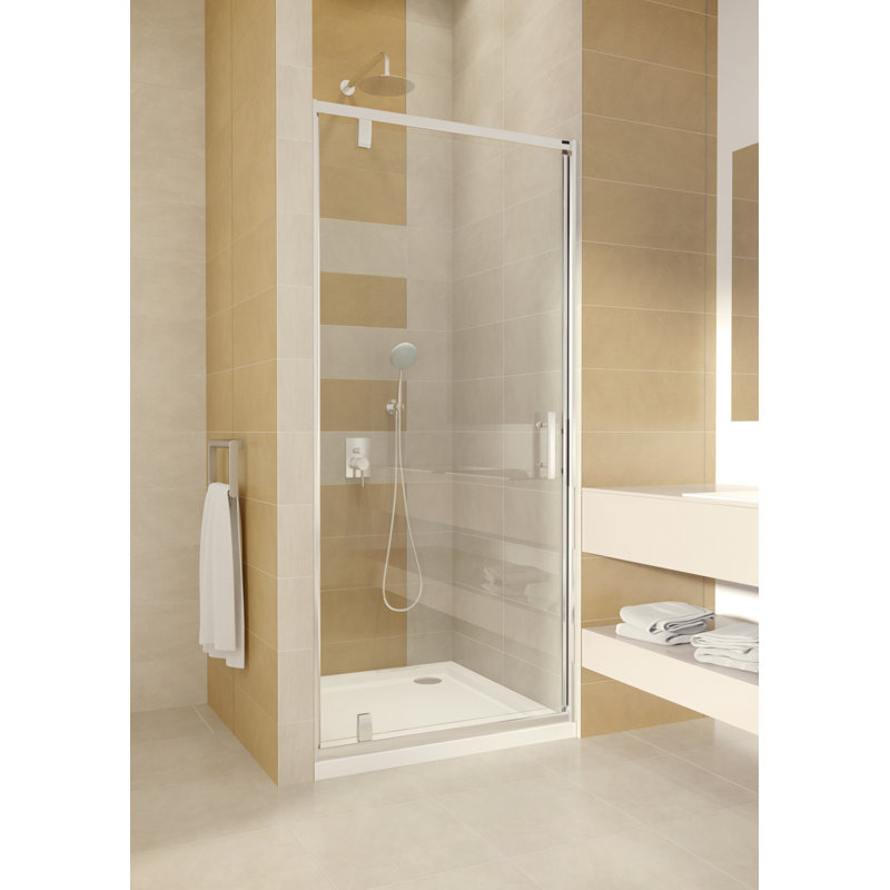 Saxon 900mm W x 1850mm H Pivot Semi-Frameless Shower Door with Glass