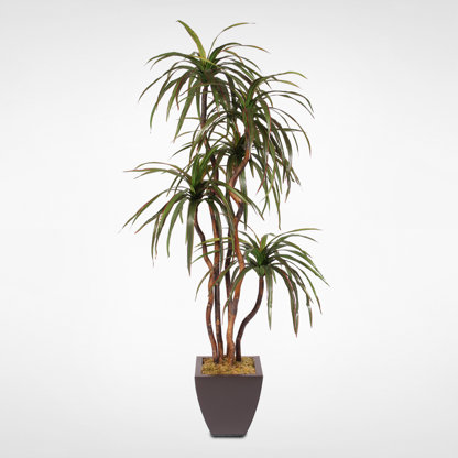 Faux Yucca Tree in Metal Planter