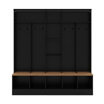 Entryway Hall Tree With Storage Bench, Shoe Cabinet With Cube Storage And Shelves by Hokku Designs