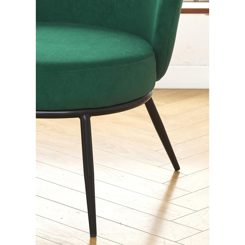 Velvet upholstery metal leg accent chair, Green Velvet
