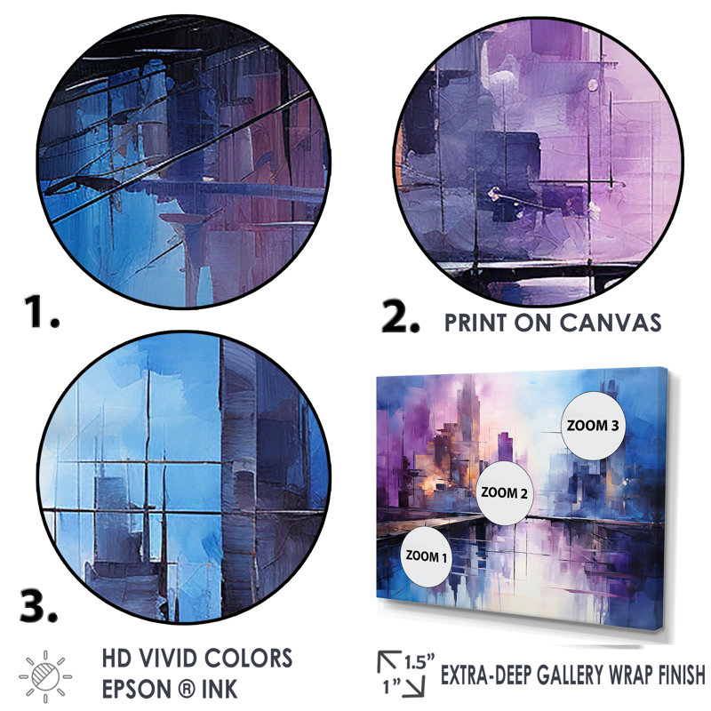 Abstract Art Symmetry Innovations - Bâtiments et paysages urbains, salon d'art mural, Toile tendue, H 12 po x l 20 po