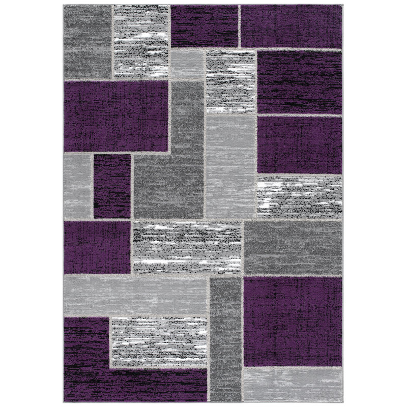 Tapis mauve à motif géométrique Balderston, Rectangle de 2 pi x 3 pi