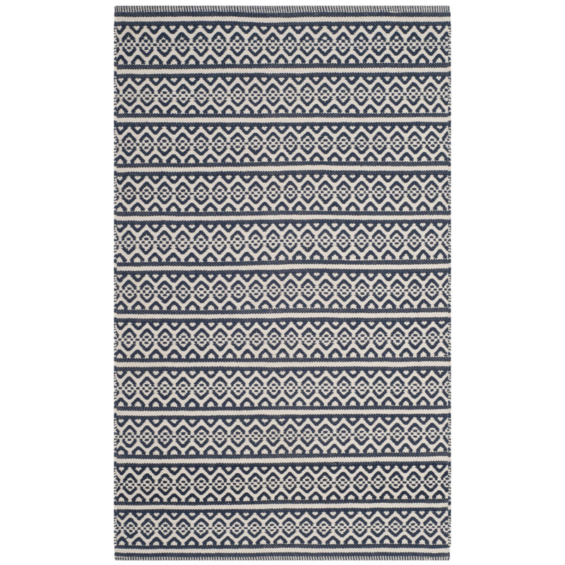 Melaina Hand Woven Cotton Striped Rug, Rectangle 3' x 5'