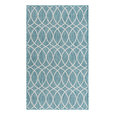 Light Aqua Gitter Indoor/Outdoor Trellis Rug