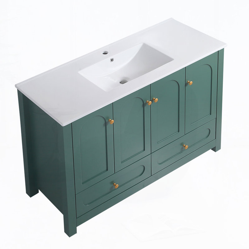 Meuble-lavabo 48 po avec lavabo en céramique, Vert