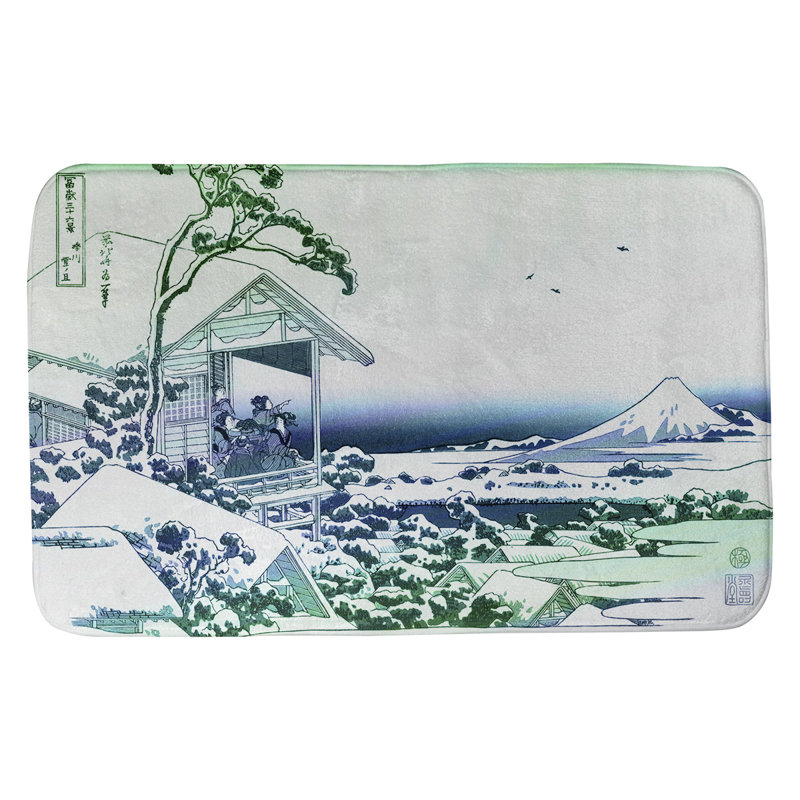 Tapis pour salle de bain à koishikawa Clair, l 21 po x L 34 po, Vert / Bleu