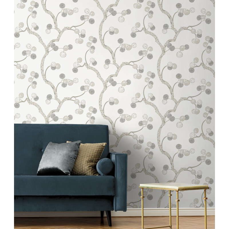  Papier peint adhésif Snowlands Woodland Whimsy, Ivoire / Gris
