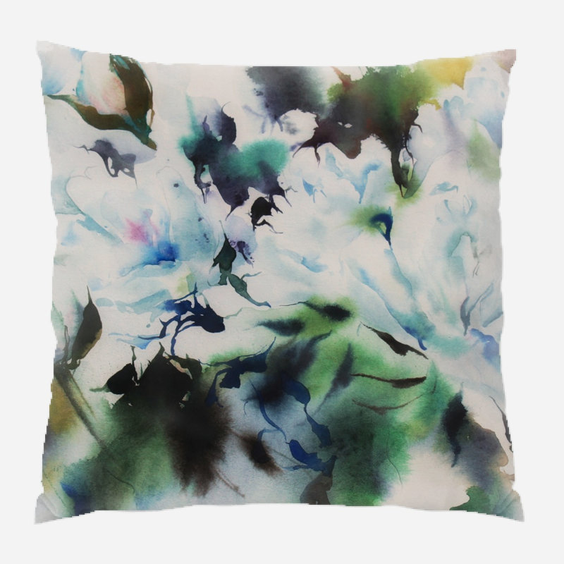 Bolin Peony Throw Pillow, Microsuede, Indoor