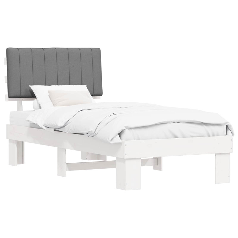 Steel Bed Frame, European Single (90 x 200 cm), Light Grey/White