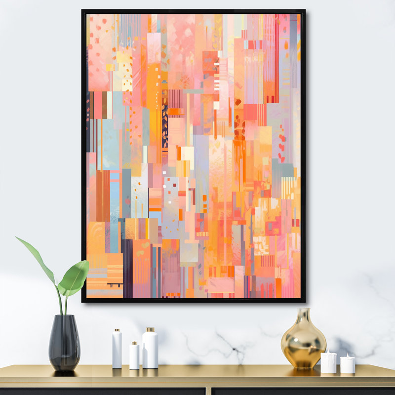 «Pink Orange», impression sur toile, Cadre flottant noir, H 32 po x l 16 po x P 1 po