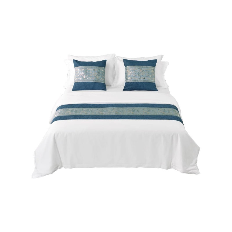 Decorative Bed Runner For Home And Hotel, Blue, 210 X 50Cm