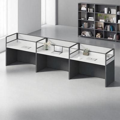 Rectangle 3 Person Office Cubicle Desk