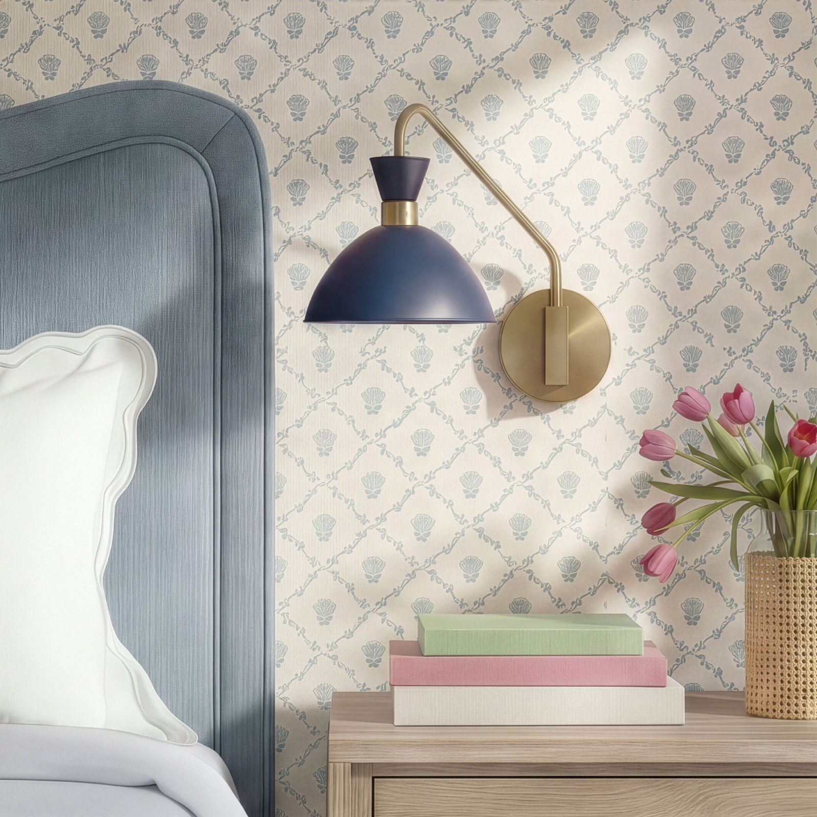Kiyana Single Light Swing Arm Sconce, Matte Navy