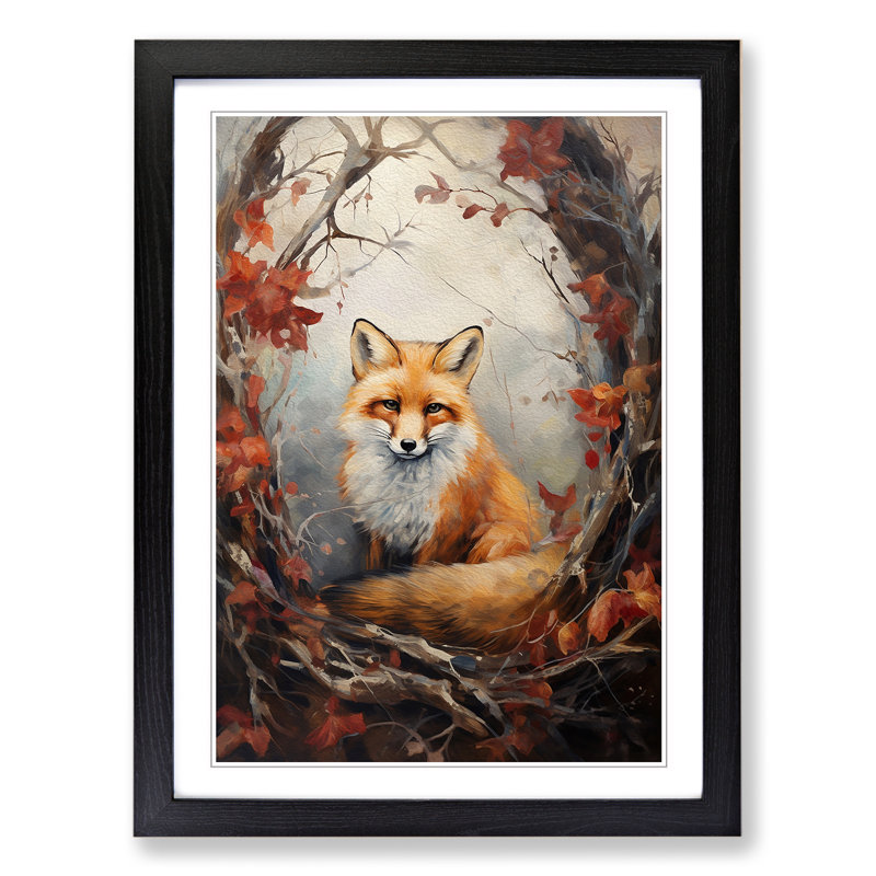 Fox Romanticism No.2 - Framed Print, 64cm H x 46cm W, Black Framed