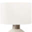 Lampe de table Sandy avec base ronde en résine beige, abat-jour en tissu ivoire-126101005-126101007