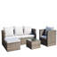 Ensemble de canapé d'extérieur en osier et table basse 4 pièces, ensemble de mobilier de patio; canapé d'extérieur (coussin gris peu profond), ensemble d'extérieur de canapé d'extérieur