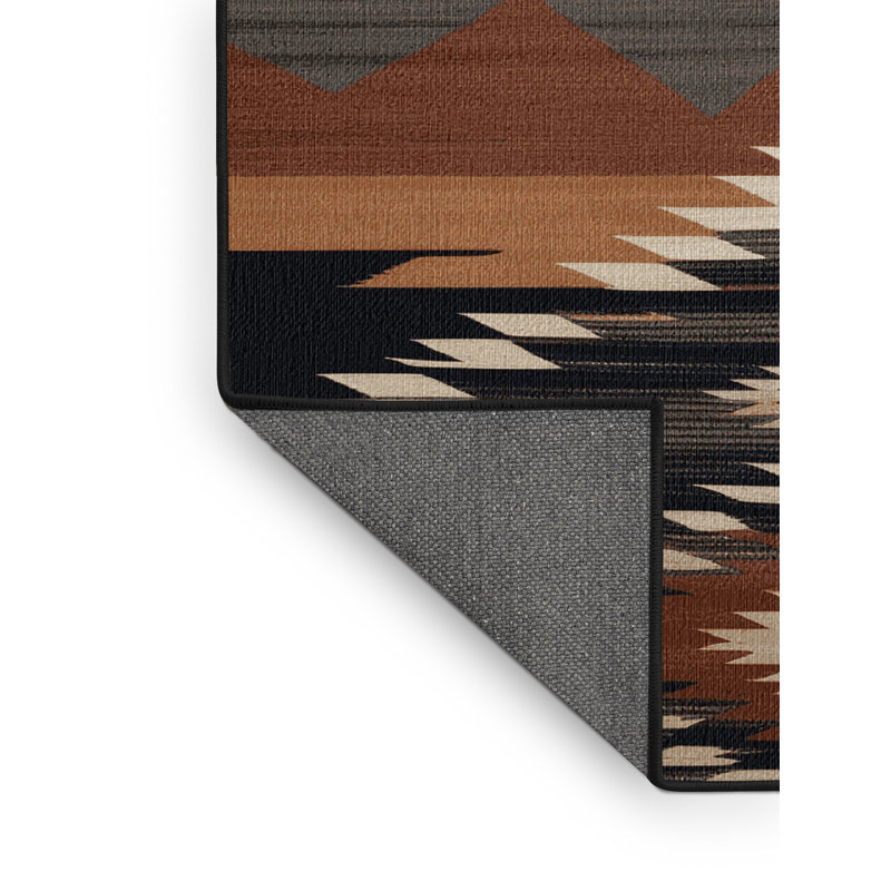 Washable Mountain Shadow Southwestern Area Rug, Square 6'