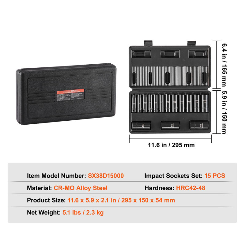 3/8" Drive Impact Socket Set